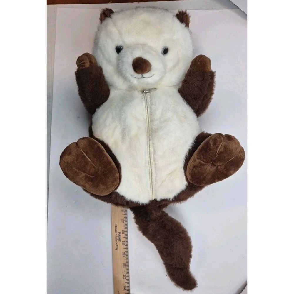 Vintage Sea Otter Plush with 3 Baby Pups Zipper Belly Stuffed Animal‎ Toy 16